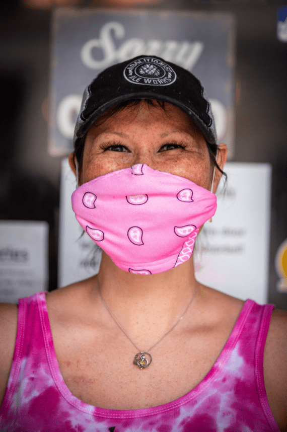 Portrait of Katrina wearing a mask